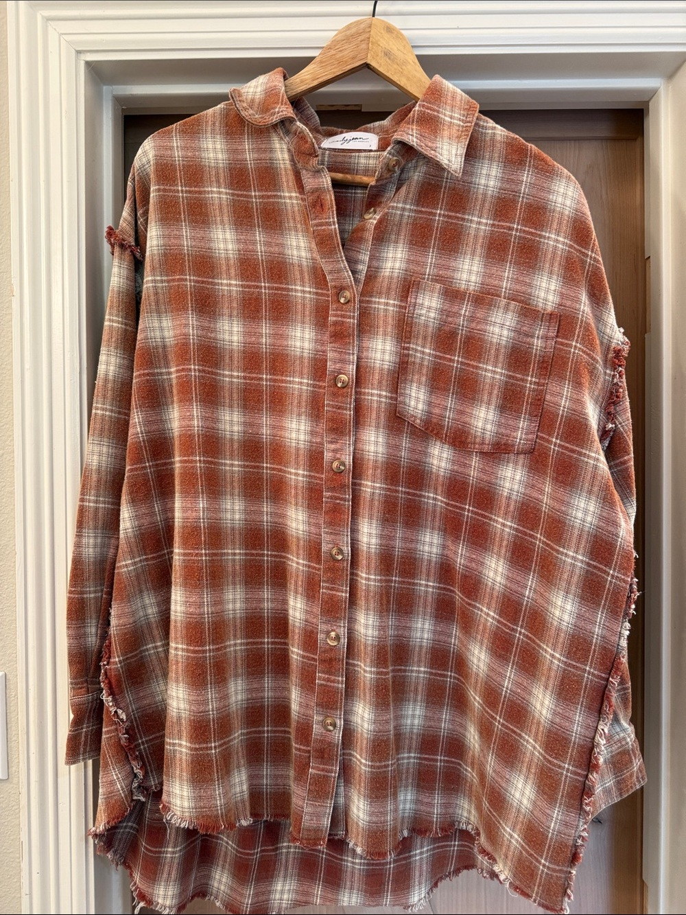 Carly Jean Los Angeles Rust & Cream Plaid Button-Down Shirt